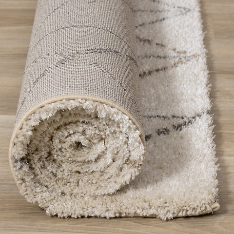 Lane Cream Grey Geometric Luxury Rug by Kalora Interiors