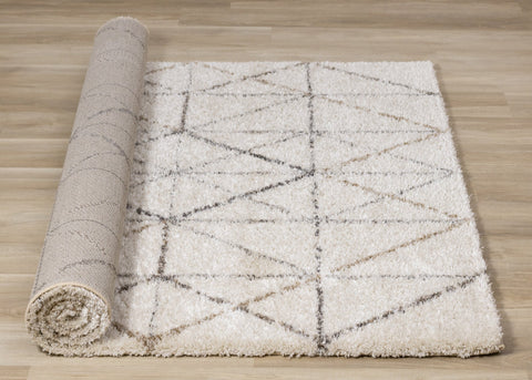 Lane Cream Grey Geometric Luxury Rug by Kalora Interiors