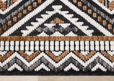 Lawson Grey Cream Orange Double Medallion Contemporary Machine Washable Foldable Rug by Kalora Interiors
