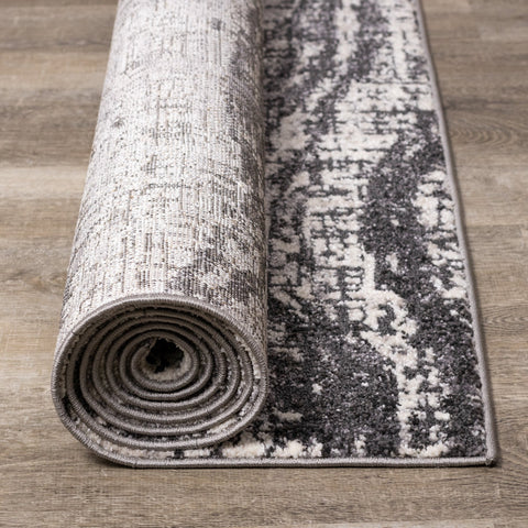 Lyric Grey White Distressed Curvy Rug by Kalora Interiors