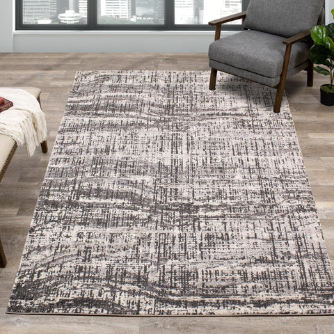 Lyric Grey White Distressed Curvy Rug by Kalora Interiors