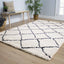 Maroq 5413_3Y18 Uneven Trellis Black Cream Shag Area Rug by Kalora Interiors