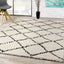Maroq 5413_3Y18 Uneven Trellis Black Cream Shag Area Rug by Kalora Interiors