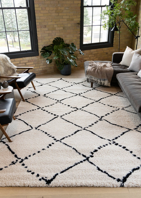 Maroq White Black Diamonds Soft Touch Rug by Kalora Interiors