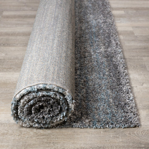 Maroq Grey Blue Distressed Stripes Soft Touch Rug by Kalora Interiors