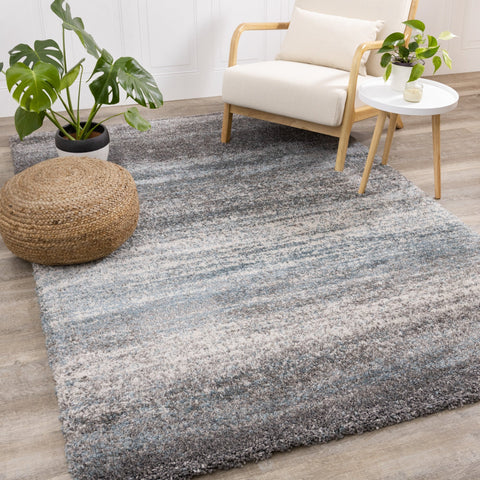 Maroq Grey Blue Distressed Stripes Soft Touch Rug by Kalora Interiors