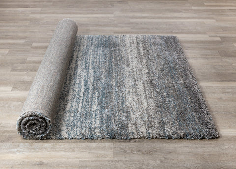 Maroq Grey Blue Distressed Stripes Soft Touch Rug by Kalora Interiors