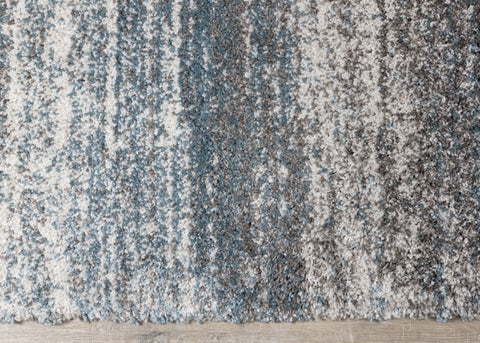 Maroq Grey Blue Distressed Stripes Soft Touch Rug by Kalora Interiors