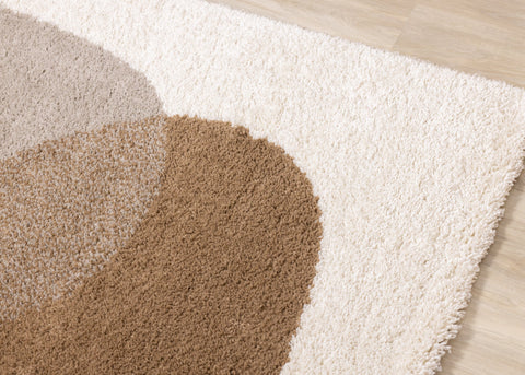 Maroq Cream Taupe Brown Three Stone Rug by Kalora Interiors