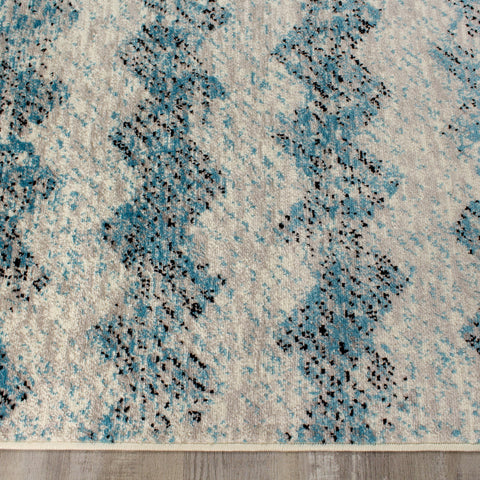 Meridian 8738_0252 Blue Grey Chevron Area Rug by Novelle Home
