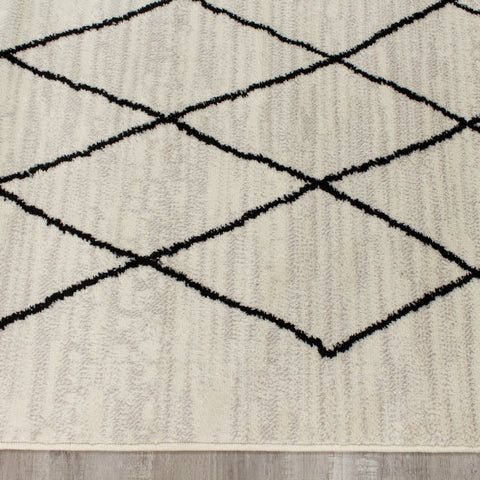 Meridian A191_0282 Pen-Drawn Trellis Lines Area Rug by Novelle Home