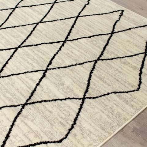 Meridian A191_0282 Pen-Drawn Trellis Lines Area Rug by Novelle Home