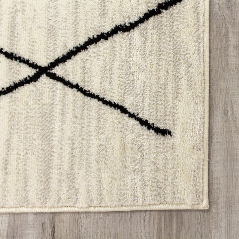 Meridian A191_0282 Pen-Drawn Trellis Lines Area Rug by Novelle Home