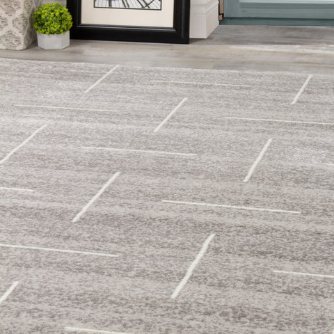Meridian A607_0737 Grey Parallel and Perpendicular Lines Area Rug by Novelle Home