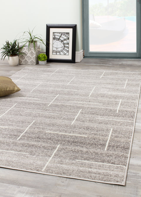 Meridian A607_0737 Grey Parallel and Perpendicular Lines Area Rug by Novelle Home