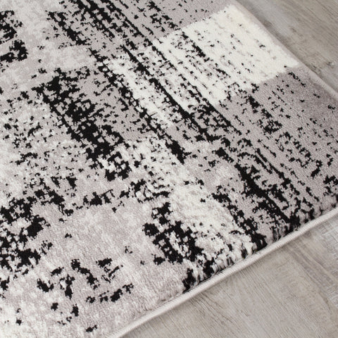 Meridian A608_0373 Grey Distressed Rectangles Area Rug by Novelle Home