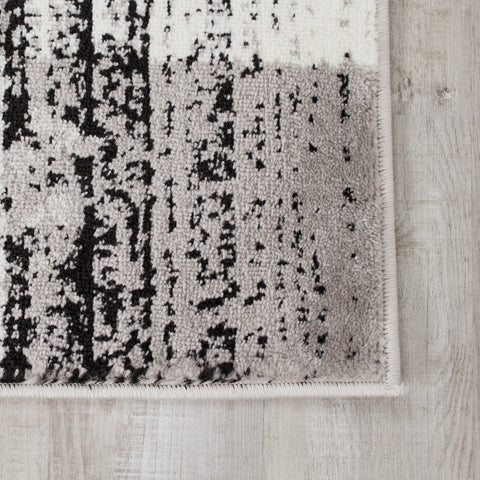 Meridian A608_0373 Grey Distressed Rectangles Area Rug by Novelle Home