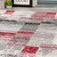 Meridian A608_0767 Red Distressed Rectangles Area Rug by Novelle Home