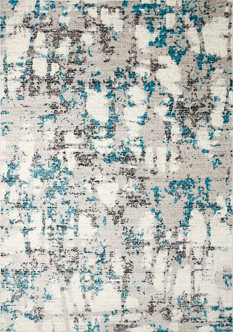 Meridian B193_4757 Grey Distressed Blue Spackle Area Rug by Novelle Home