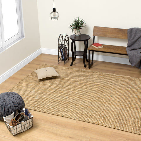 Natural Handmade Chunky Boucle Area Rug by Kalora Interiors