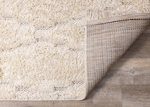 Novato Cream Diamond Shag Rug by Kalora Interiors