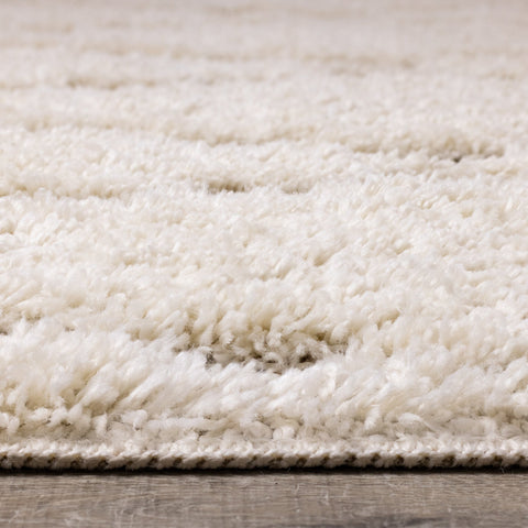 Novato Cream Diamond Shag Rug by Kalora Interiors