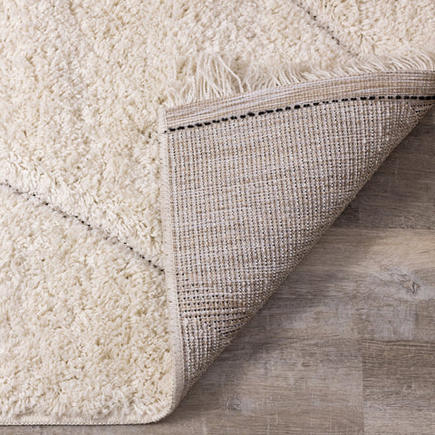 Novato Cream Curves Shag Rug by Kalora Interiors