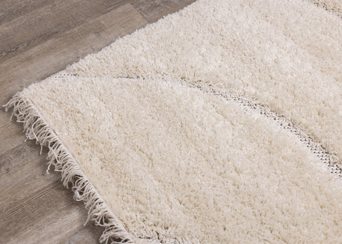 Novato Cream Curves Shag Rug by Kalora Interiors