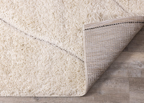 Novato Cream Curves Shag Rug by Kalora Interiors