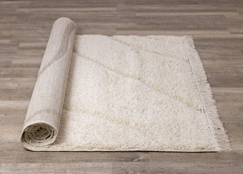 Novato Cream Curves Shag Rug by Kalora Interiors
