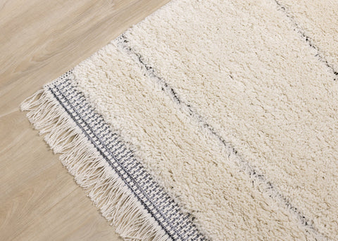 Novato Cream Grey Asymmetrical Lines Rug by Kalora Interiors