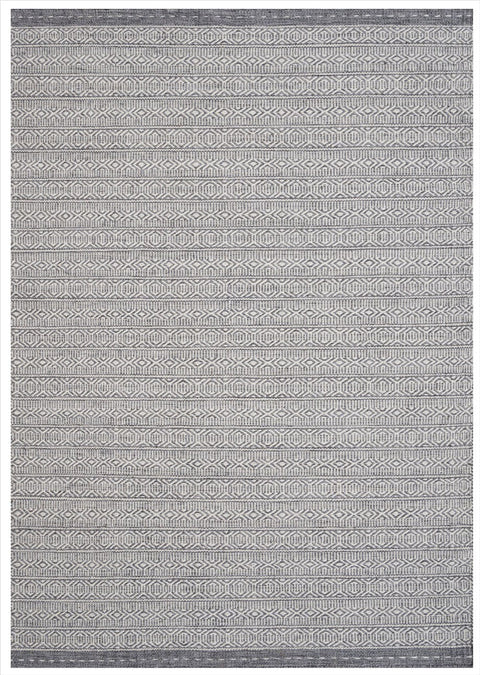 Prague PRA-GRY Hand Made Reversible Wool Grey White Area Rug By Viana Inc