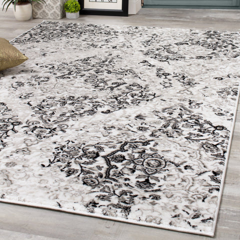 Paladin 3346_21 Elegant Distressed Damask Area Rug by Novelle Home