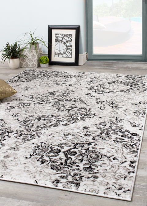 Paladin 3346_21 Elegant Distressed Damask Area Rug by Novelle Home