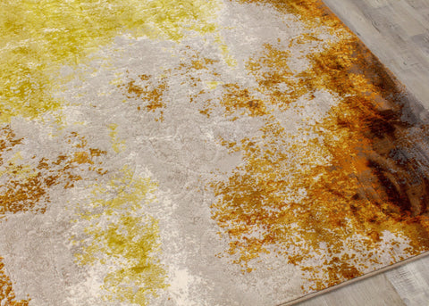 Parlour Cream Orange Distressed Abstract Rug by Kalora Interiors