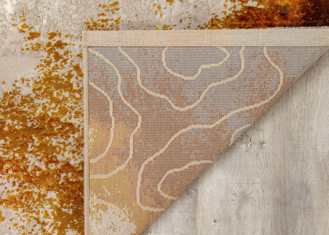 Parlour Cream Orange Distressed Abstract Rug by Kalora Interiors