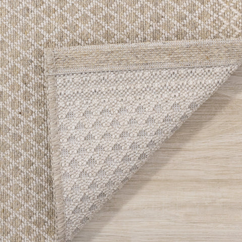 Peak Beige Small Crosshatch Geometric Rug by Kalora Interiors