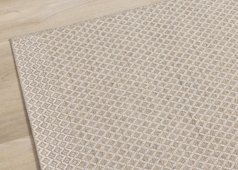 Peak Beige Small Crosshatch Geometric Rug by Kalora Interiors