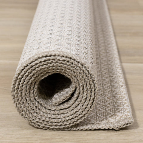 Peak Beige Small Crosshatch Geometric Rug by Kalora Interiors
