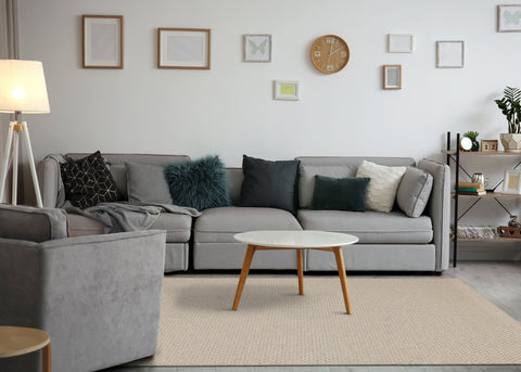 Peak Beige Small Crosshatch Geometric Rug by Kalora Interiors