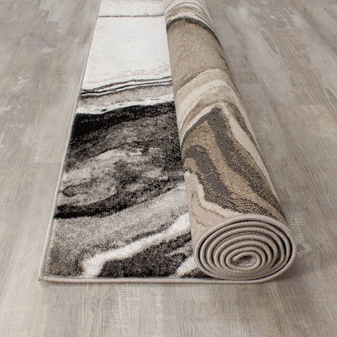 Platinum Grey Natural Wood Pattern Rug by Kalora Interiors
