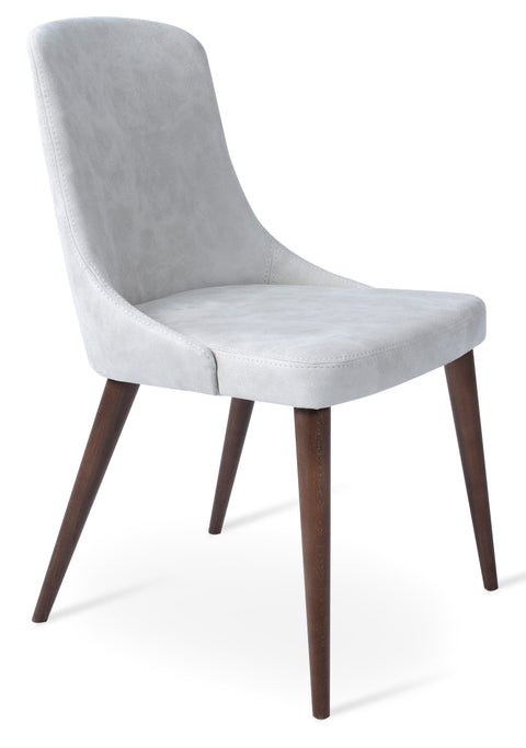 ROMANO DINING CHAIR NUBUCK FABRIC BEIGE RENNA 025 BEECH WOOD WALNUT FINISH LEGS 4