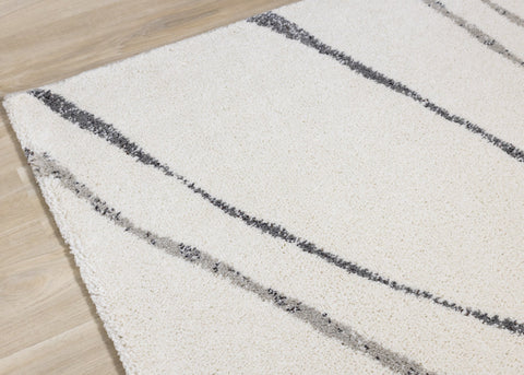 Ravine Cream Grey Wishbone Shag Rug by Kalora Interiors