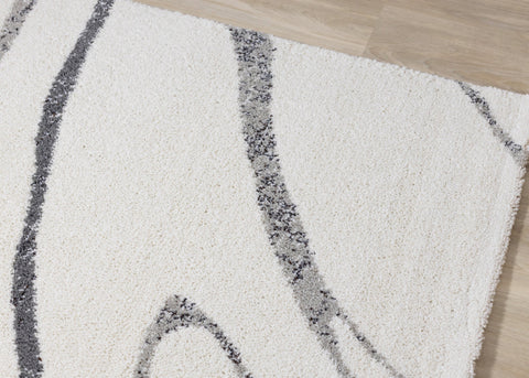 Ravine Cream Grey Wishbone Shag Rug by Kalora Interiors
