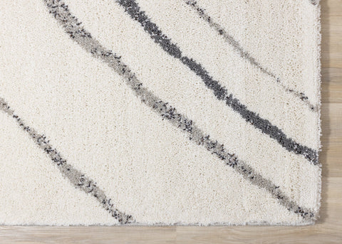 Ravine Cream Grey Wishbone Shag Rug by Kalora Interiors