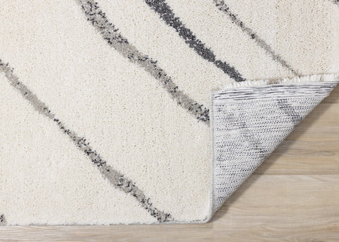 Ravine Cream Grey Wishbone Shag Rug by Kalora Interiors