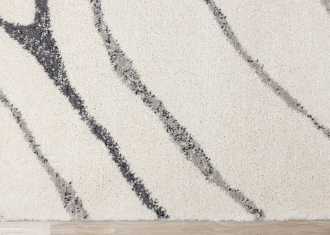 Ravine Cream Grey Wishbone Shag Rug by Kalora Interiors