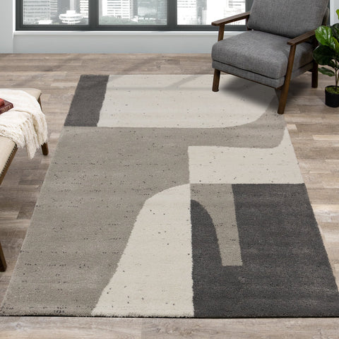 Ravine Cream Grey Geometric Rug by Kalora Interiors