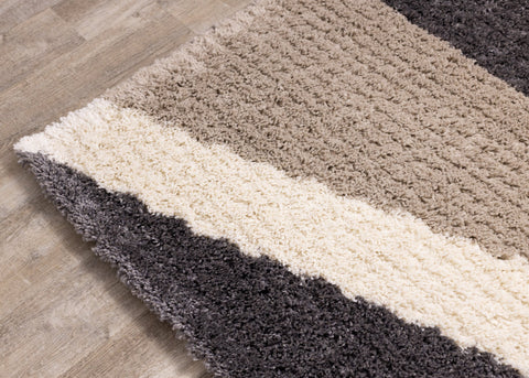 Rondo Beige Grey Cream Zig Zag Rug by Kalora Interiors
