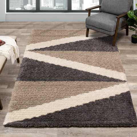 Rondo Beige Grey Cream Zig Zag Rug by Kalora Interiors